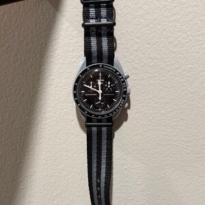 Omega/Swatch Mission to Moon with Black and Gray Strap